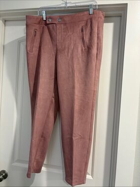Soho Apparel Women's Suede-Look Tapered Pants in Dusty Rose